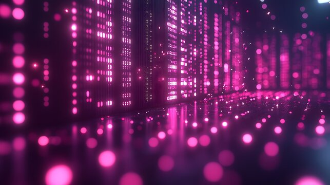Abstract Pink Digital Data Stream Visualization