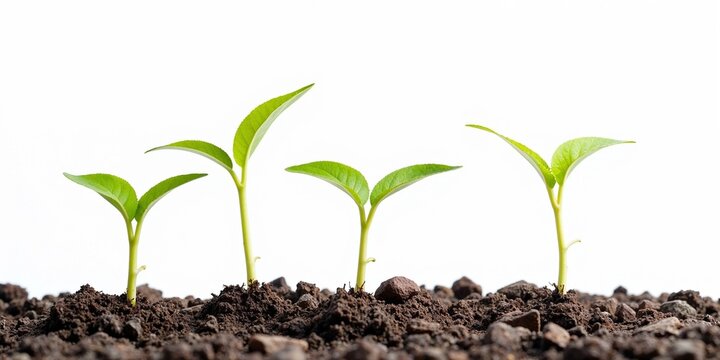 Young Green Seedlings Growing in Soil
