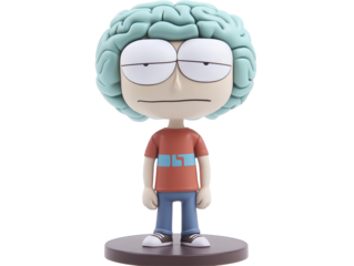 Isolated 3D Cartoon Character with Green Hair