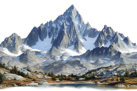 Majestic snowcapped mountain range reflecting in serene lake