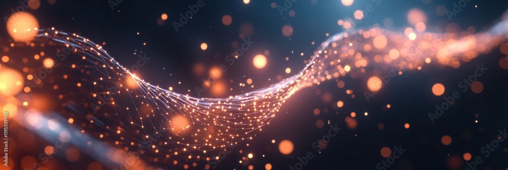 Aufkleber glowing dna double helix illuminated by molecular connections against a dark background. generative 