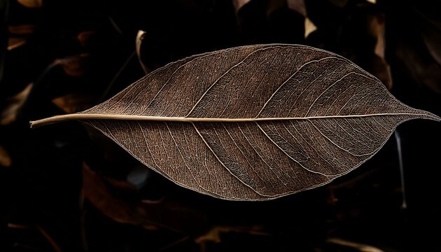 abstract dried leaves on black background