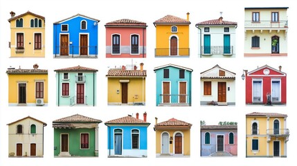 Collection of colorful and unique houses with distinct architectural styles