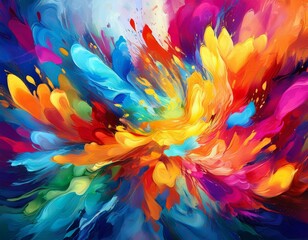 abstract explosion of colorful paint dynamic brush strokes vibrant art creative expression and energy concept