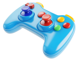 Isolated Blue Gaming Controller with Buttons