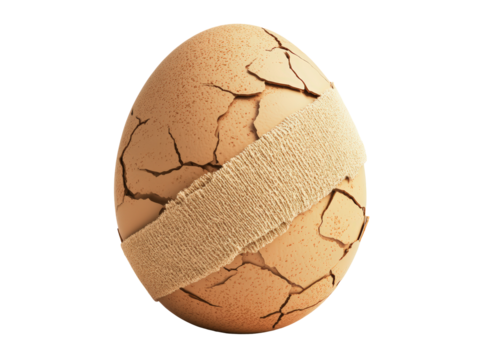 Isolated Broken Egg with Bandage