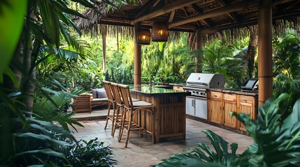 Fototapeta premium Tropical Outdoor Kitchen Design
