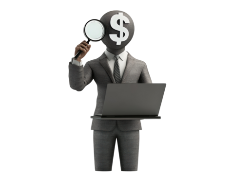 Isolated Businessman with Dollar Sign Head - Powered by Adobe