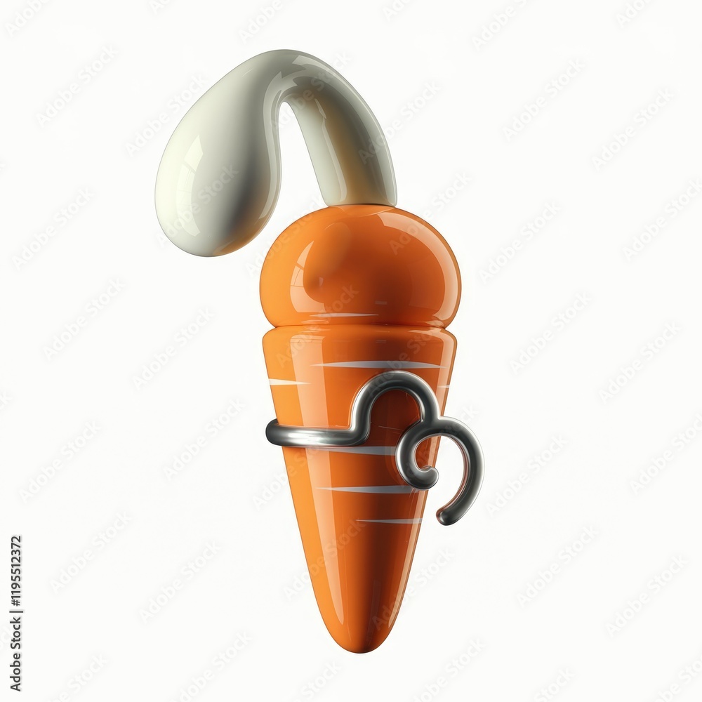 Poster A playful 3D rendering of a carrot with a whimsical, cream-colored top.