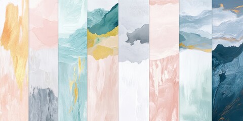 Striking abstract design features swirling pastels and deep colors, creating a visually appealing contemporary artwork perfect for decor