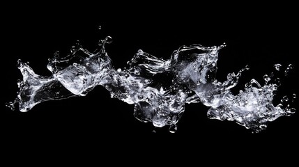 Dynamic water splashes capture frozen motion in a crystal clear display of vibrant energy against a black background