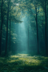 Fototapeta premium Matin brumeux d'été à la campagne avec lumière dorée et fleurs sauvages
