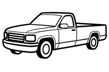 Minimalist Pickup Truck Line Art