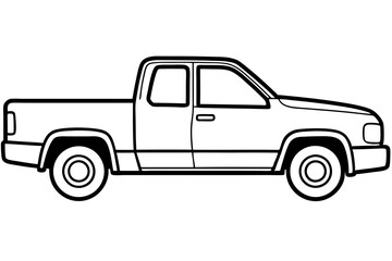 Minimalist Pickup Truck Line Art