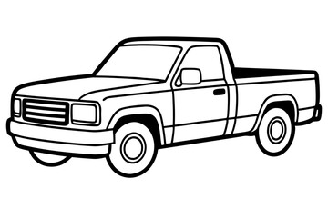 Minimalist Pickup Truck Line Art