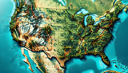 Stunning 3d Relief Map of the Usa