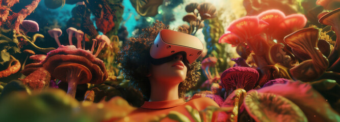 Exploring virtual reality in a colorful fantasy garden art