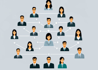 Company hierarchical organizational chart of icons. Human resources management and business concept	