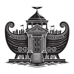 The Ark of the Covenant Silhouette Vector Illustration, Solid White Background.