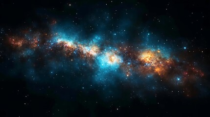 Fototapeta premium Cosmic Nebula: A Serene Symphony of Teal and Amber Hues