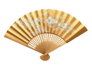 Isolated Gold Japanese Folding Fan