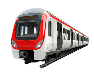Fototapeta premium Isolated Modern Red and White Commuter Train Side View