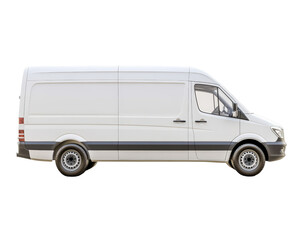 Isolated White Delivery Van Side View