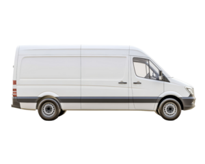 Isolated White Delivery Van Side View
