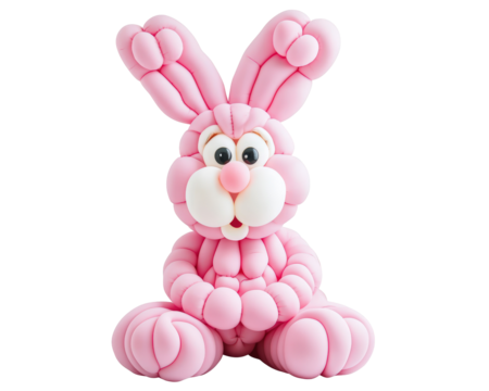 Isolated Pink Balloon Rabbit Figure