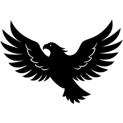 american eagle black silhouette vector, Simple silhouette Design vector icon with white background. Wild Animal Vector.	