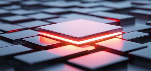 Fototapeta premium Data breach prevention depicted as a glowing red firewall blocking malicious codes and protecting sensitive information