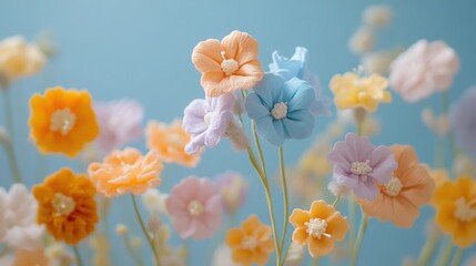 Obraz premium Tender Alyssum flowers, pastel floral wallpaper, cotton fabric texture, delicate aesthetic effect