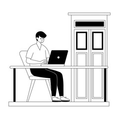 Hardworking person illustration in hand drawn style