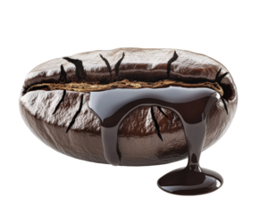 Isolated Coffee Bean with Chocolate Drip