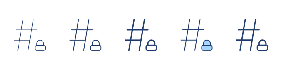 Hashtag lock icon Symbol set collection