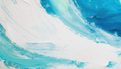 abstract turquoise and white wave texture painting for modern interiors, ocean inspired art with vibrant brush strokes

