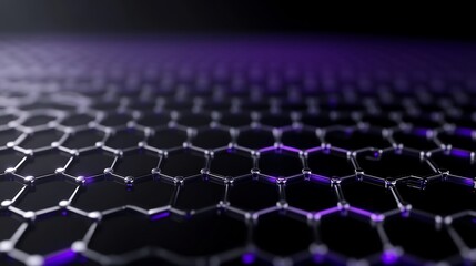 Fototapeta premium Abstract Purple Hexagon Network Glowing Darkly. AI Generated