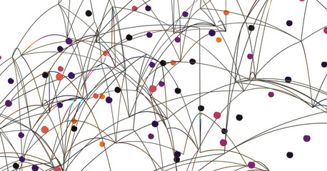 Abstract Network with Colorful Dots and Lines