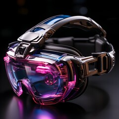 Fototapeta premium Futuristic VR Headset with Glowing Elements - Generative AI