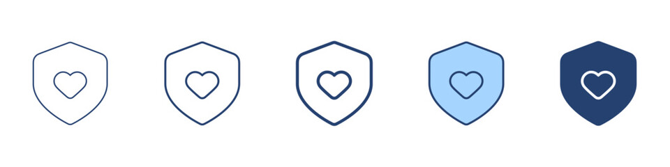 Love shield icon Symbol set collection