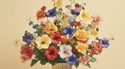 Vibrant Colorful Flower Bouquet in Vase, Floral Arrangement, Spring Flowers