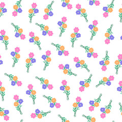 coquette seamless flowers pattern. Delicate petals and vibrant blossoms create an artistic and vintage botanical illustration. Perfect for wallpaper, fabric, wrapping paper and more.