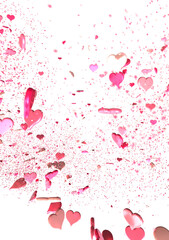  Red heart love confettis. Valentine's day falling  PNG
