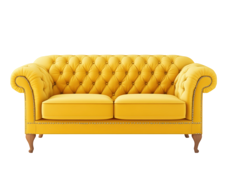 Isolated Yellow Chesterfield Sofa