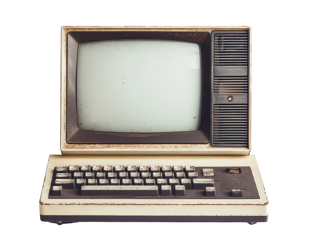 Isolated Old Dirty Computer and Keyboard