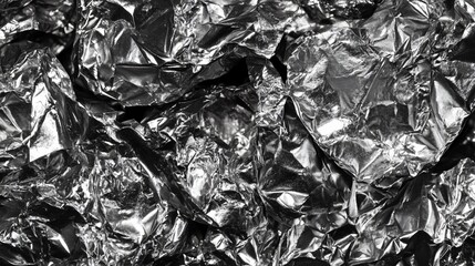 Abstract Crumpled Silver Foil Texture Background
