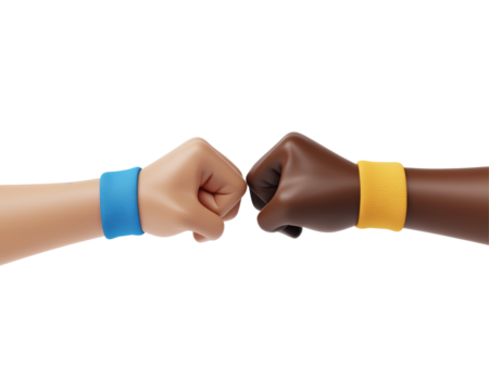 Isolated Fist Bump with Different Skin Tones