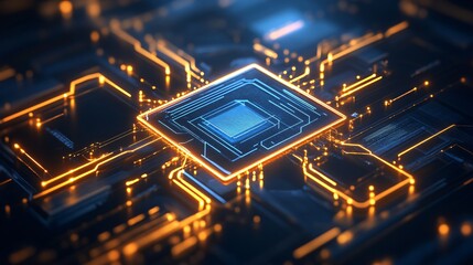 Abstract Futuristic Circuit Board Microchip Technology
