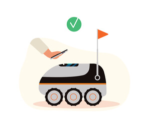 A person receives or sends a parcel via a delivery robot using a mobile application. 