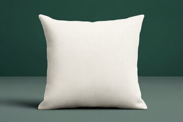 A soft, textured cream pillow resting on a green surface, adding a touch of elegance and comfort to home decor.